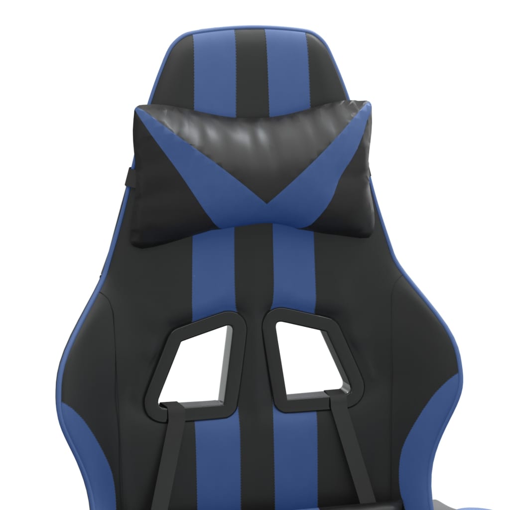 Gamestoel draaibaar met voetensteun kunstleer zwart en blauw is nu te koop bij PeponiXL, paradijselijk wonen!