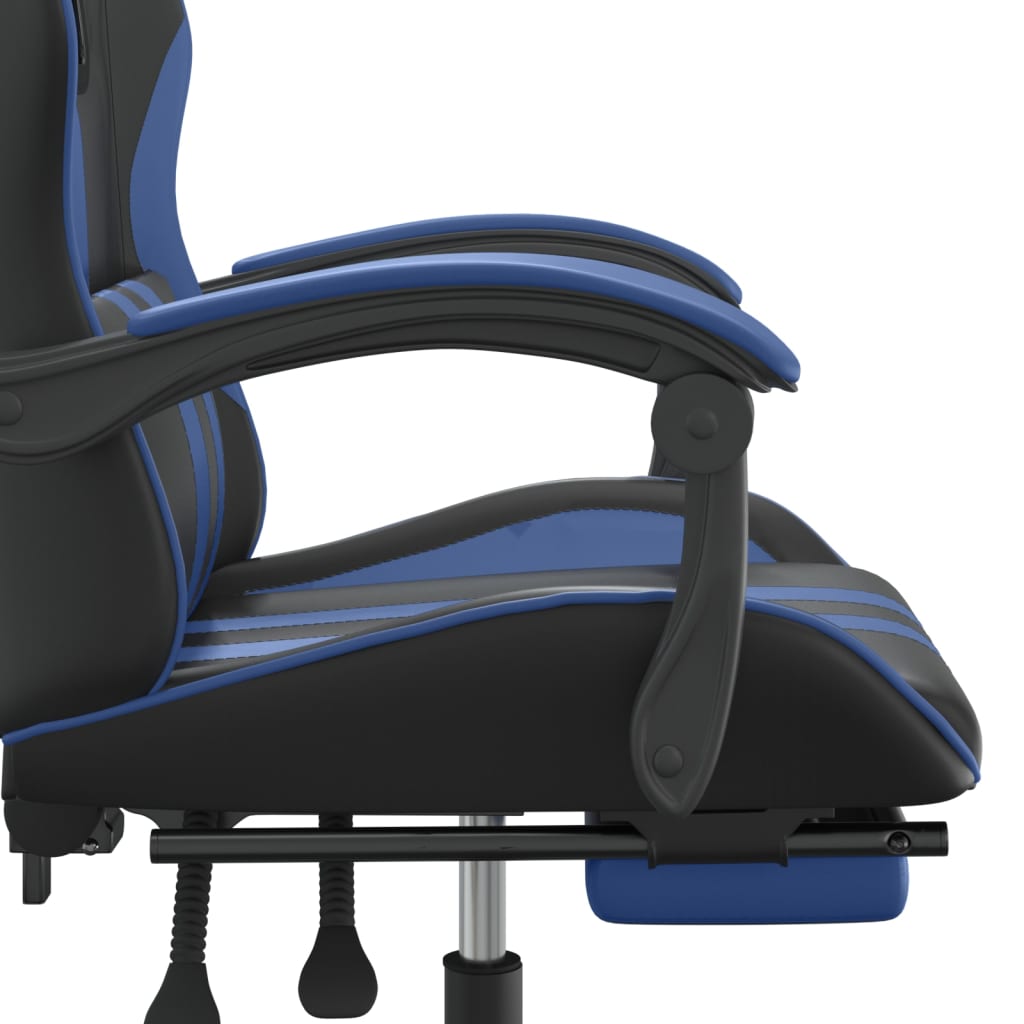 Gamestoel draaibaar met voetensteun kunstleer zwart en blauw is nu te koop bij PeponiXL, paradijselijk wonen!