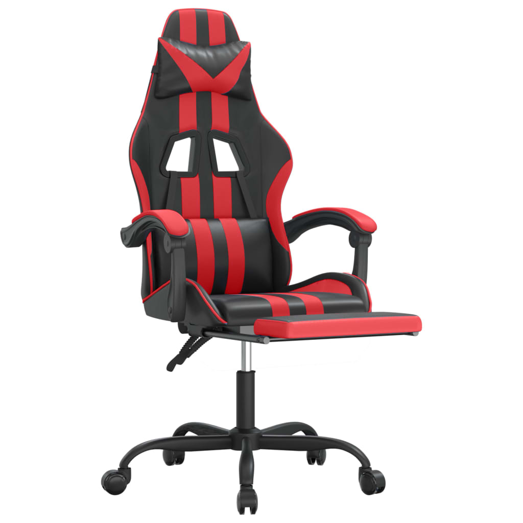 Gamestoel draaibaar met voetensteun kunstleer zwart en rood is nu te koop bij PeponiXL, paradijselijk wonen!