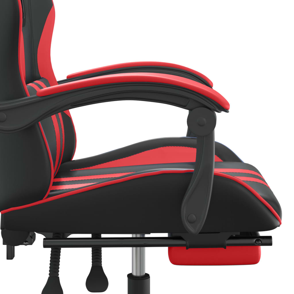 Gamestoel draaibaar met voetensteun kunstleer zwart en rood is nu te koop bij PeponiXL, paradijselijk wonen!