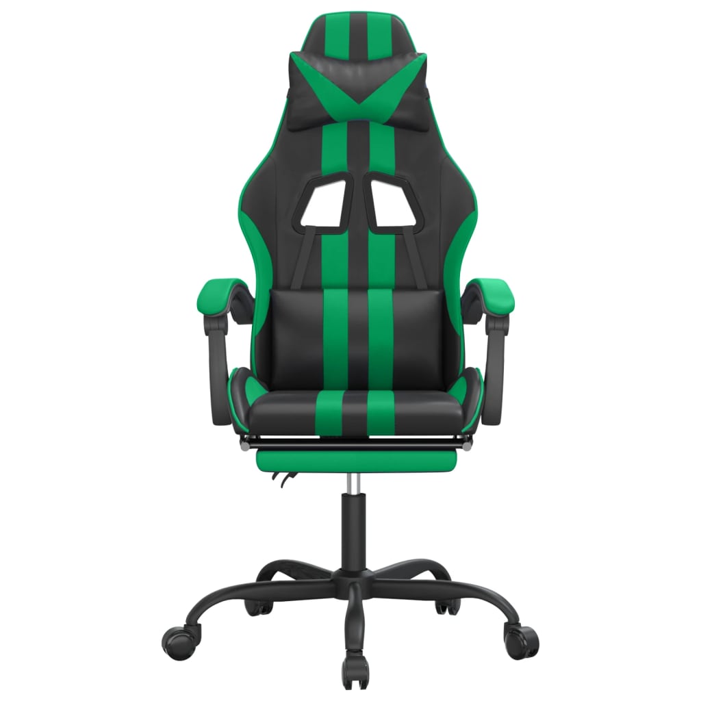 Gamestoel draaibaar met voetensteun kunstleer zwart en groen is nu te koop bij PeponiXL, paradijselijk wonen!