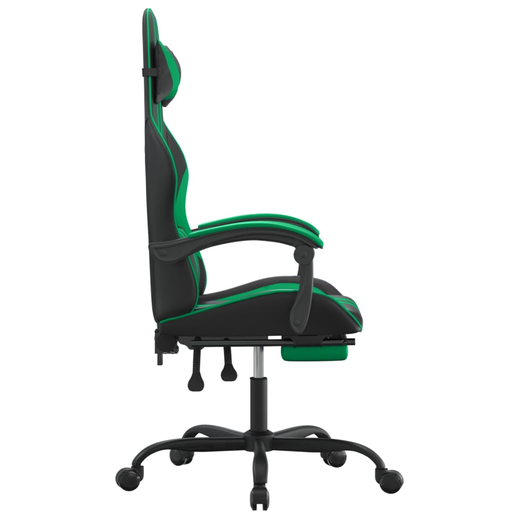 Gamestoel draaibaar met voetensteun kunstleer zwart en groen is nu te koop bij PeponiXL, paradijselijk wonen!