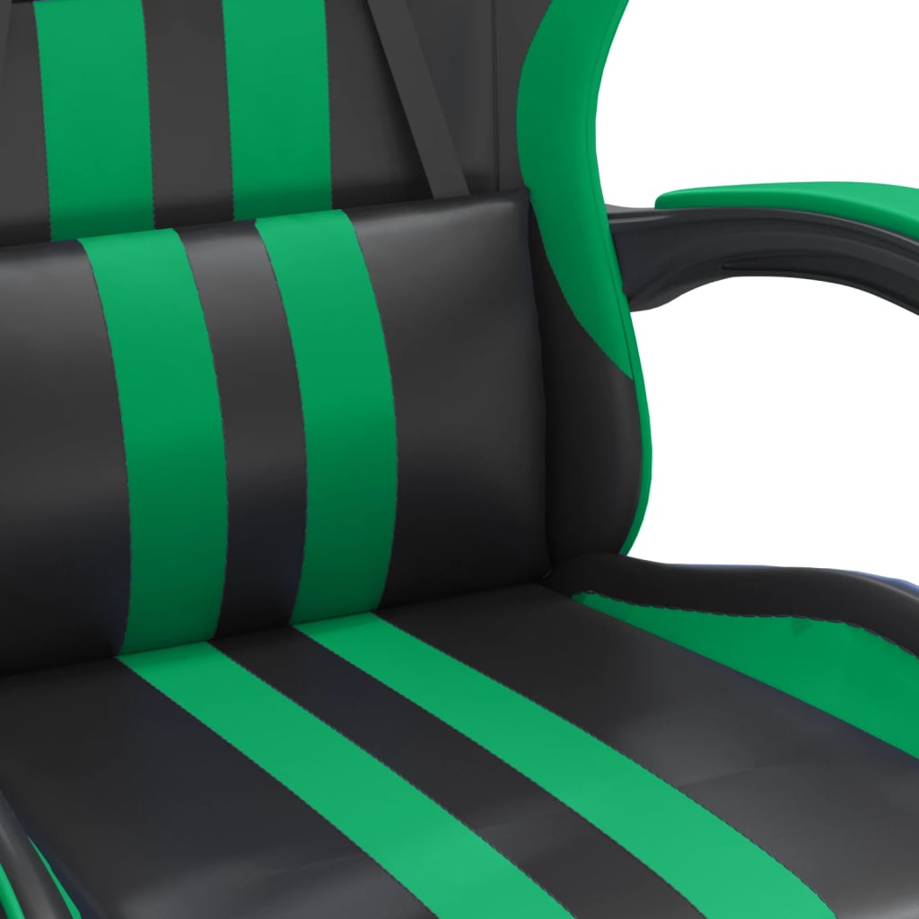 Gamestoel draaibaar met voetensteun kunstleer zwart en groen is nu te koop bij PeponiXL, paradijselijk wonen!