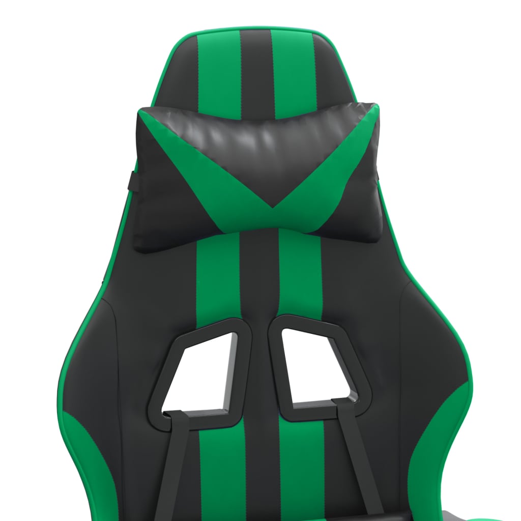 Gamestoel draaibaar met voetensteun kunstleer zwart en groen is nu te koop bij PeponiXL, paradijselijk wonen!