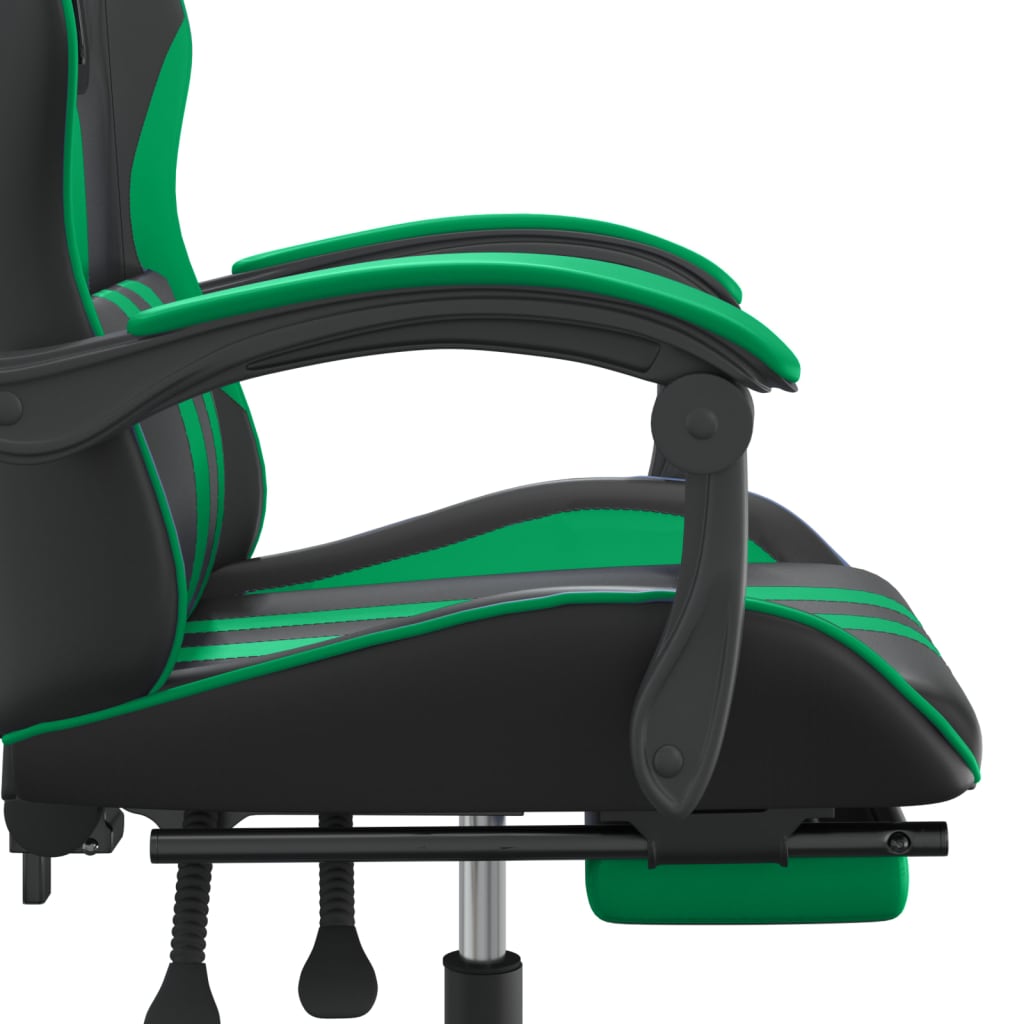 Gamestoel draaibaar met voetensteun kunstleer zwart en groen is nu te koop bij PeponiXL, paradijselijk wonen!