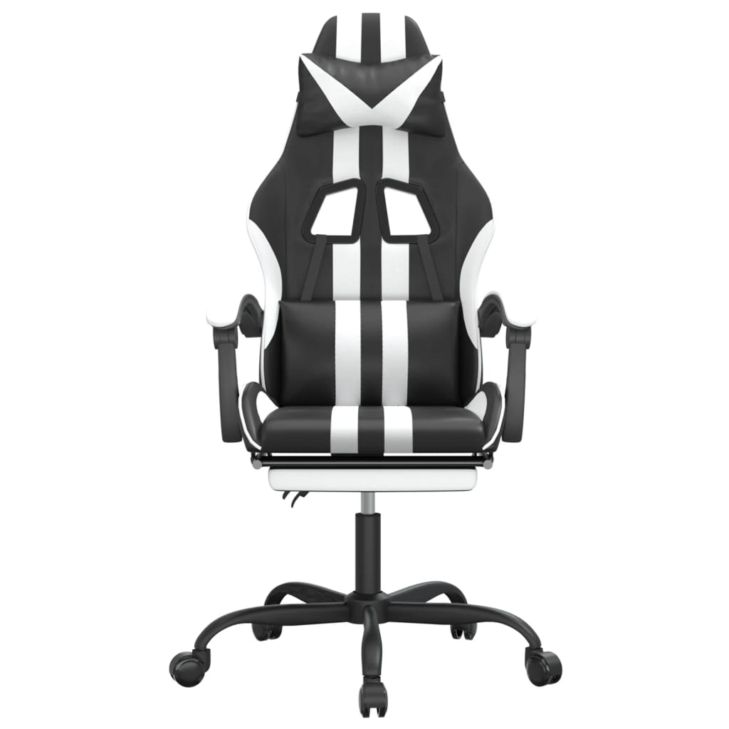 Gamestoel draaibaar met voetensteun kunstleer zwart en wit is nu te koop bij PeponiXL, paradijselijk wonen!