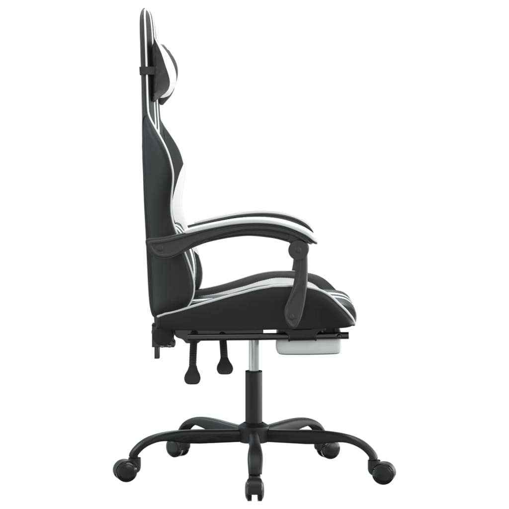 Gamestoel draaibaar met voetensteun kunstleer zwart en wit is nu te koop bij PeponiXL, paradijselijk wonen!
