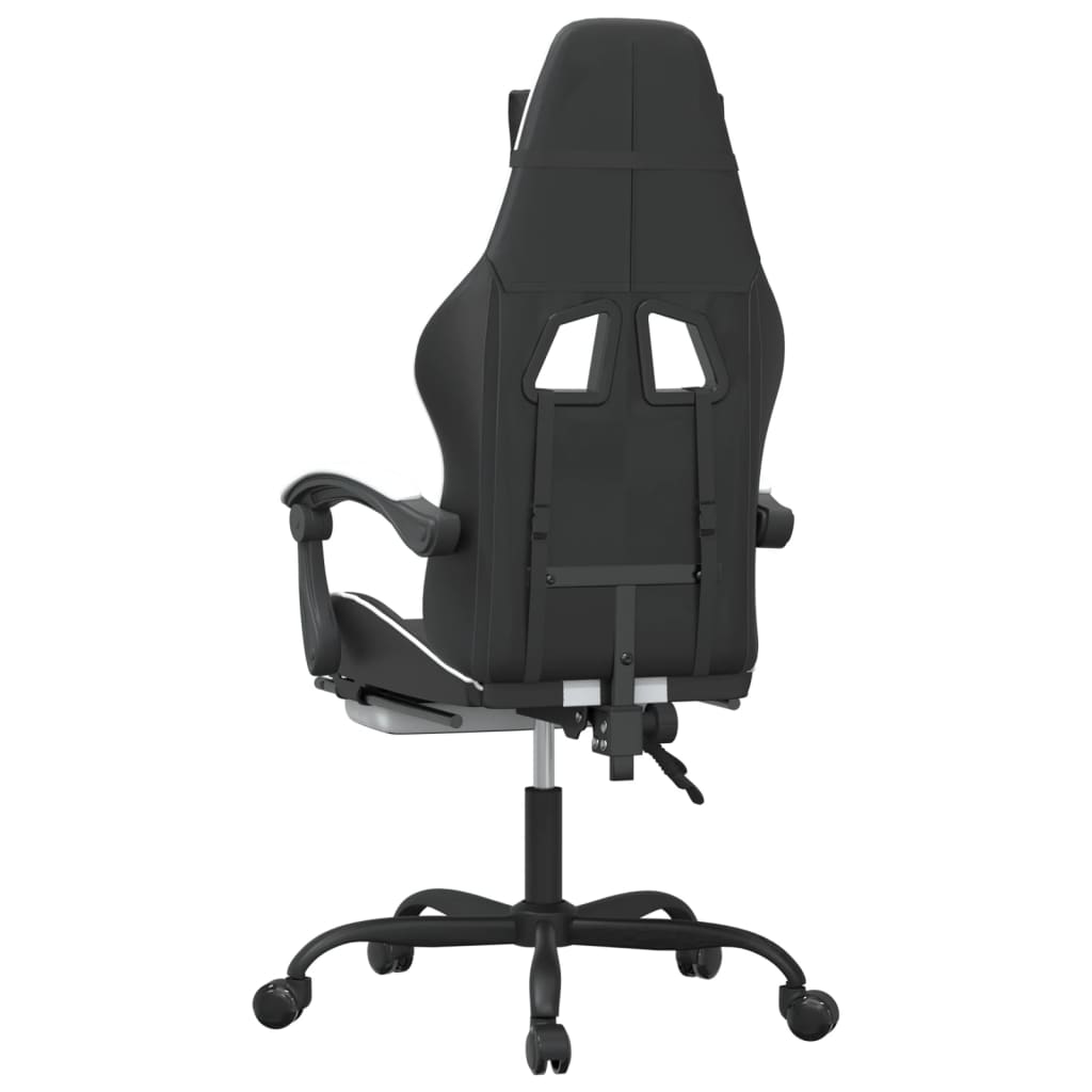 Gamestoel draaibaar met voetensteun kunstleer zwart en wit is nu te koop bij PeponiXL, paradijselijk wonen!