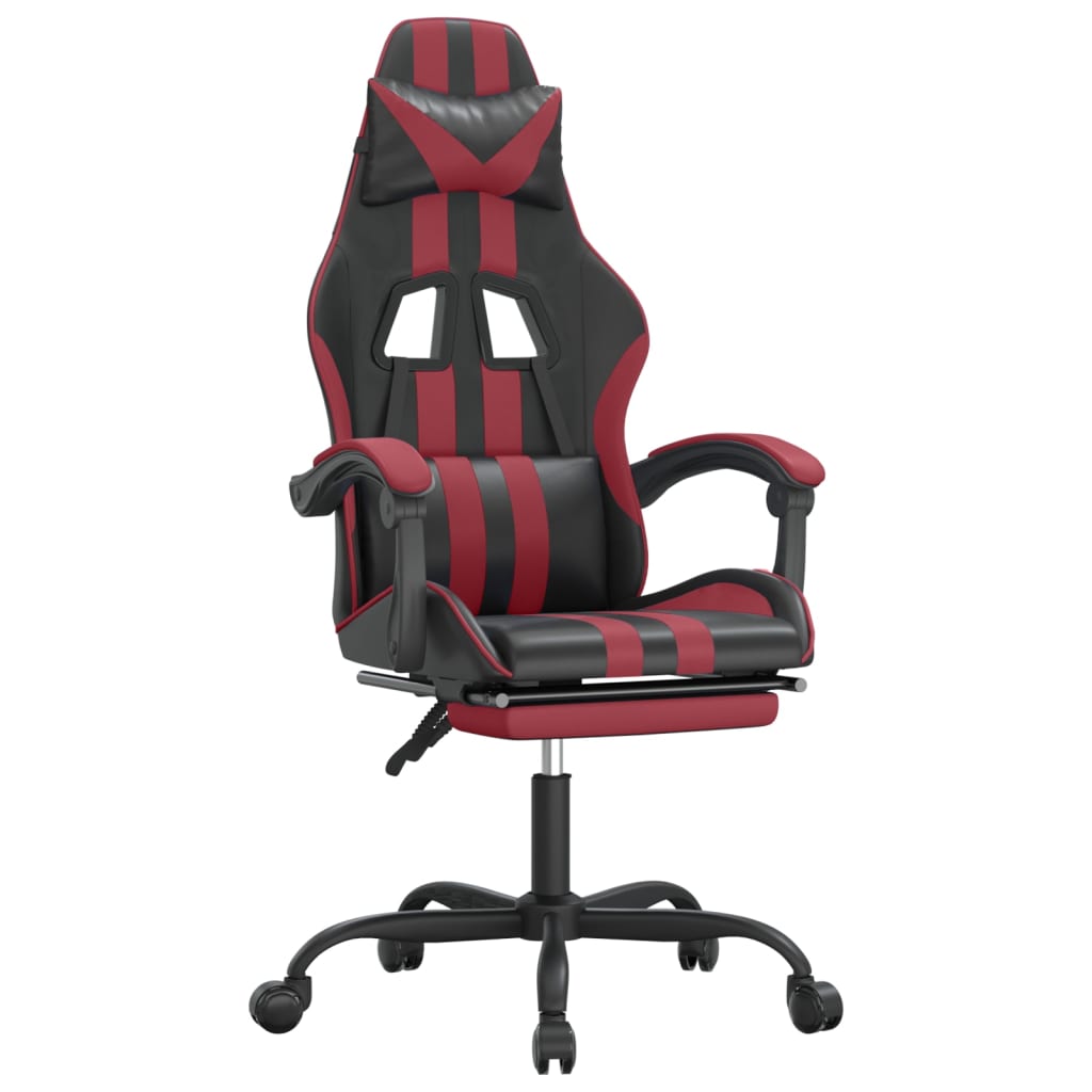 Gamestoel draaibaar met voetensteun kunstleer zwart en wijnrood is nu te koop bij PeponiXL, paradijselijk wonen!
