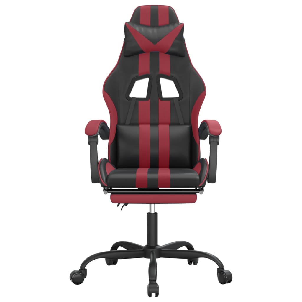 Gamestoel draaibaar met voetensteun kunstleer zwart en wijnrood is nu te koop bij PeponiXL, paradijselijk wonen!