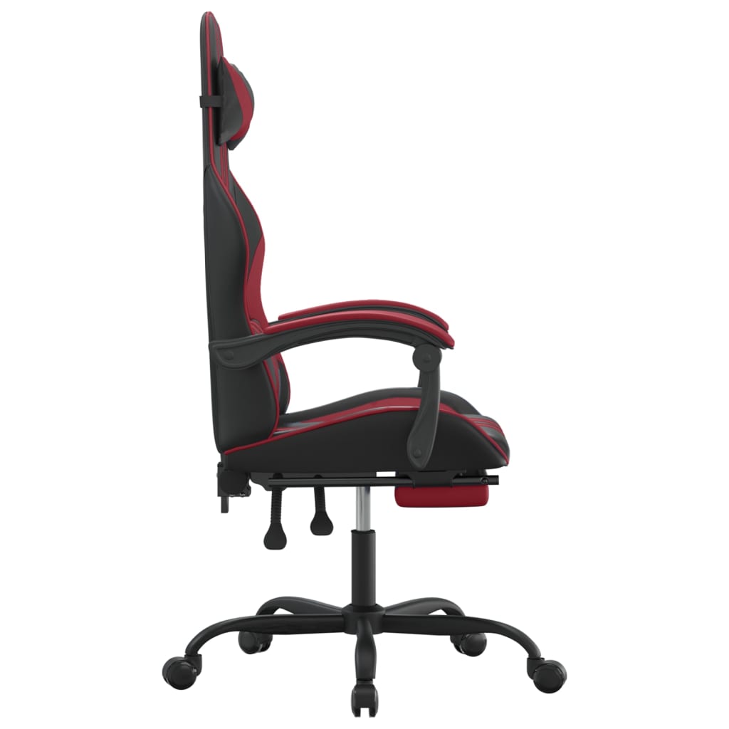 Gamestoel draaibaar met voetensteun kunstleer zwart en wijnrood is nu te koop bij PeponiXL, paradijselijk wonen!
