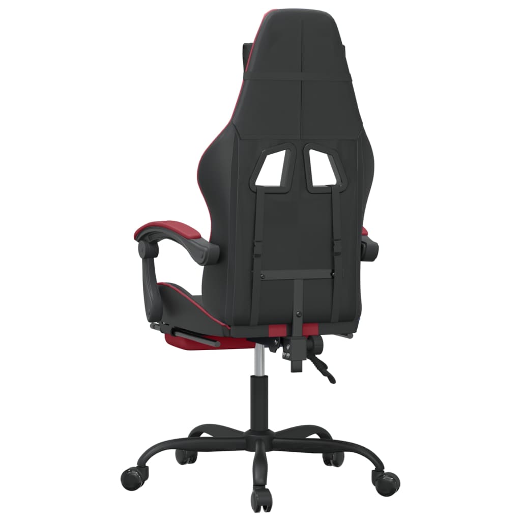 Gamestoel draaibaar met voetensteun kunstleer zwart en wijnrood is nu te koop bij PeponiXL, paradijselijk wonen!
