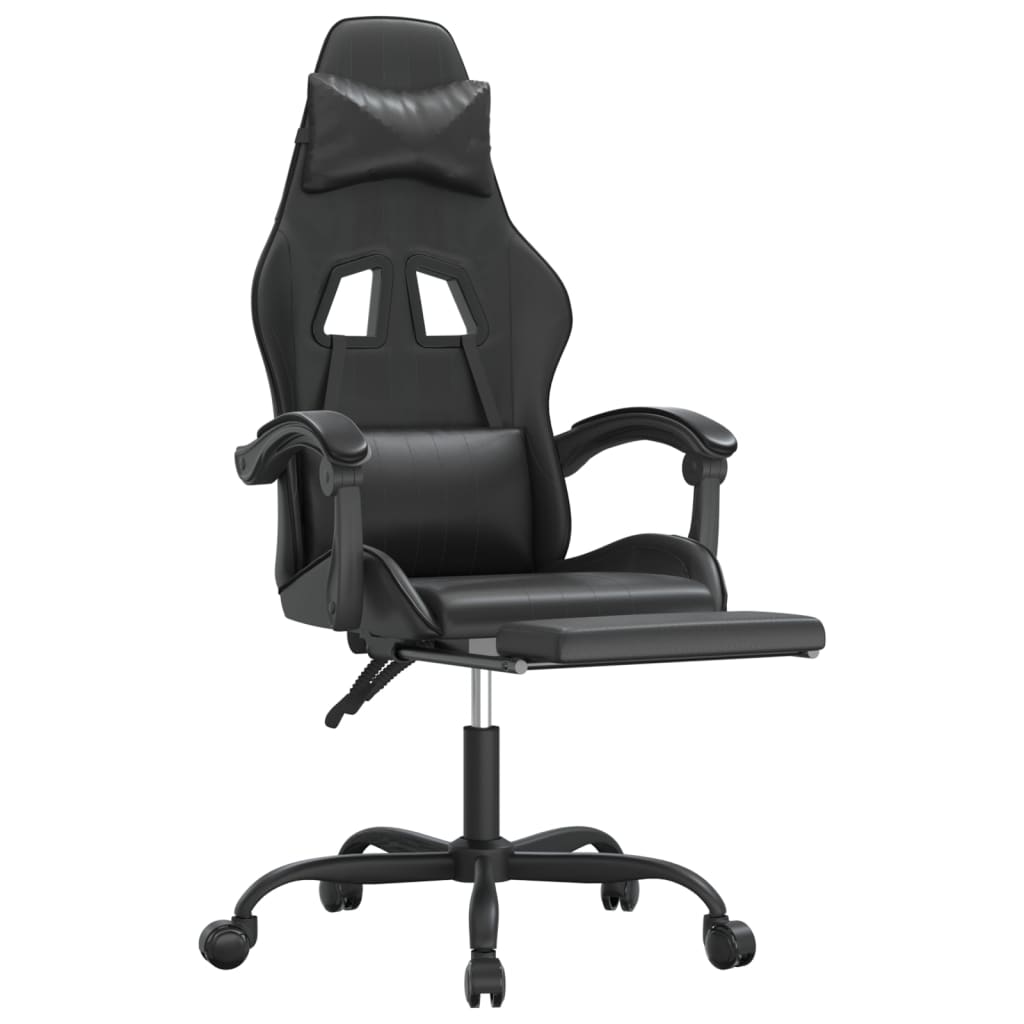 gamestoel draaibaar met voetensteun kunstleer zwart is nu te koop bij PeponiXL, paradijselijk wonen!