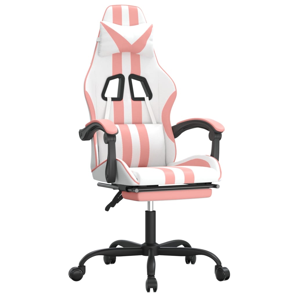 Gamestoel draaibaar met voetensteun kunstleer wit en roze is nu te koop bij PeponiXL, paradijselijk wonen!