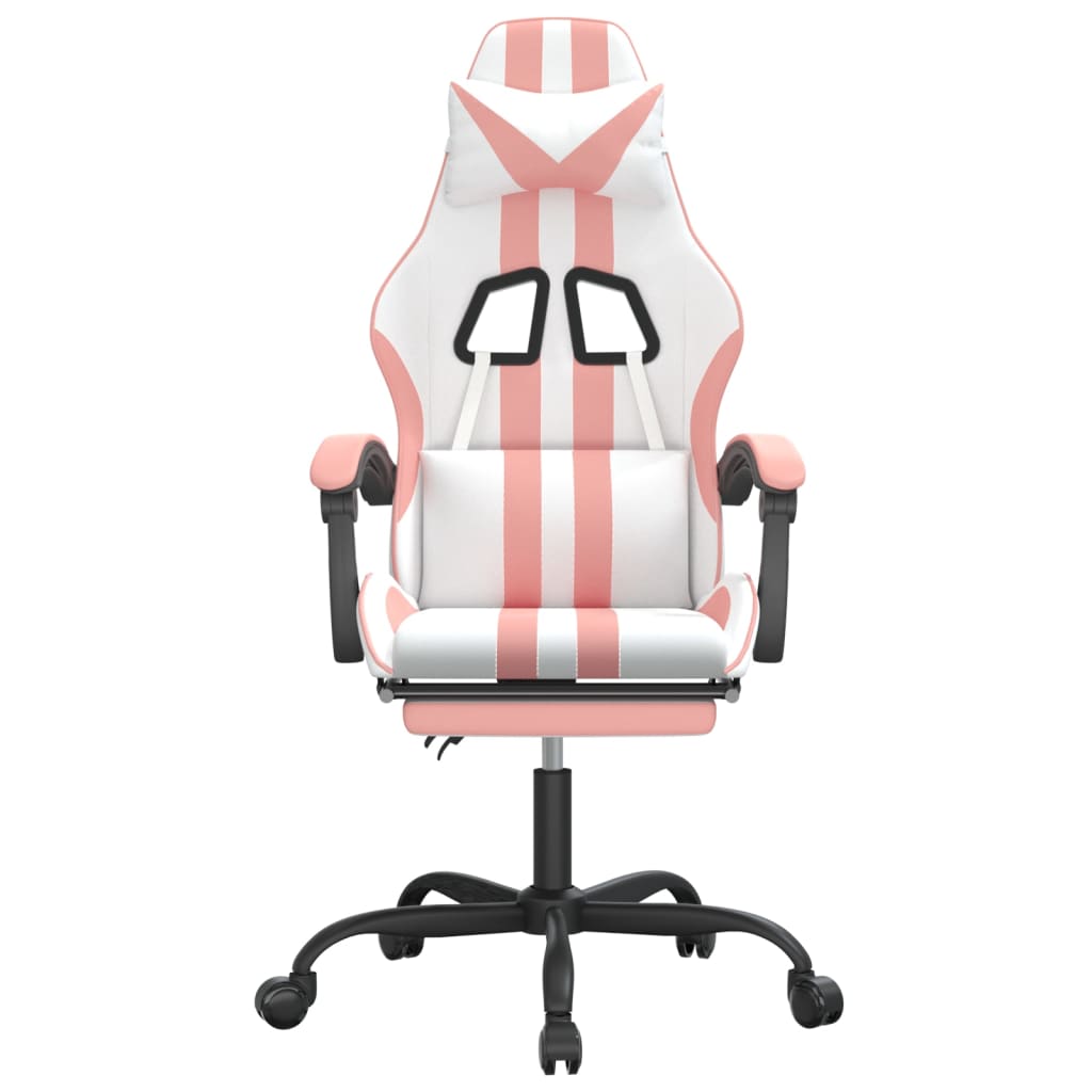 Gamestoel draaibaar met voetensteun kunstleer wit en roze is nu te koop bij PeponiXL, paradijselijk wonen!