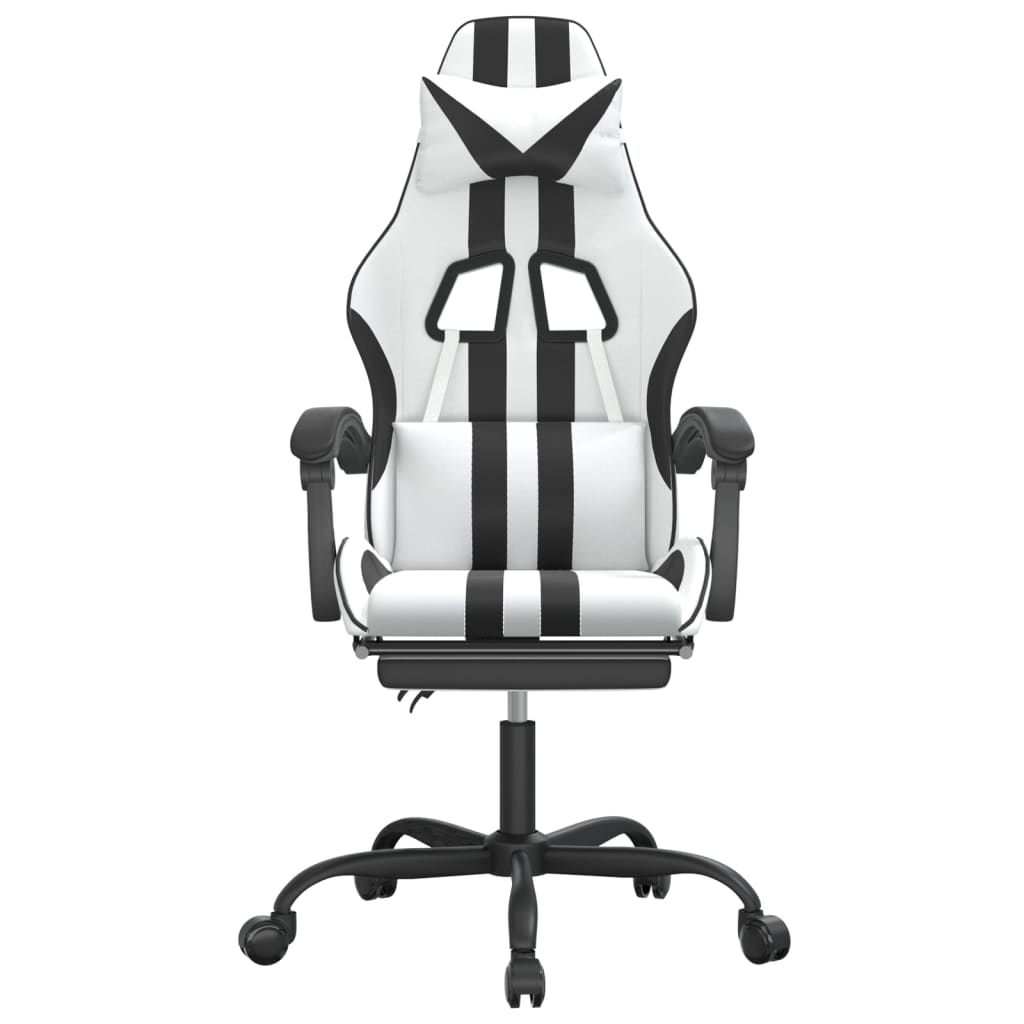 Gamestoel draaibaar met voetensteun kunstleer zwart en wit is nu te koop bij PeponiXL, paradijselijk wonen!
