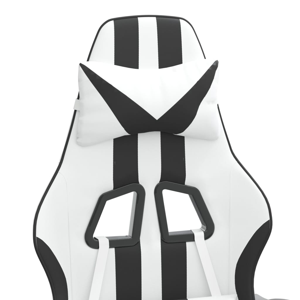 Gamestoel draaibaar met voetensteun kunstleer zwart en wit is nu te koop bij PeponiXL, paradijselijk wonen!