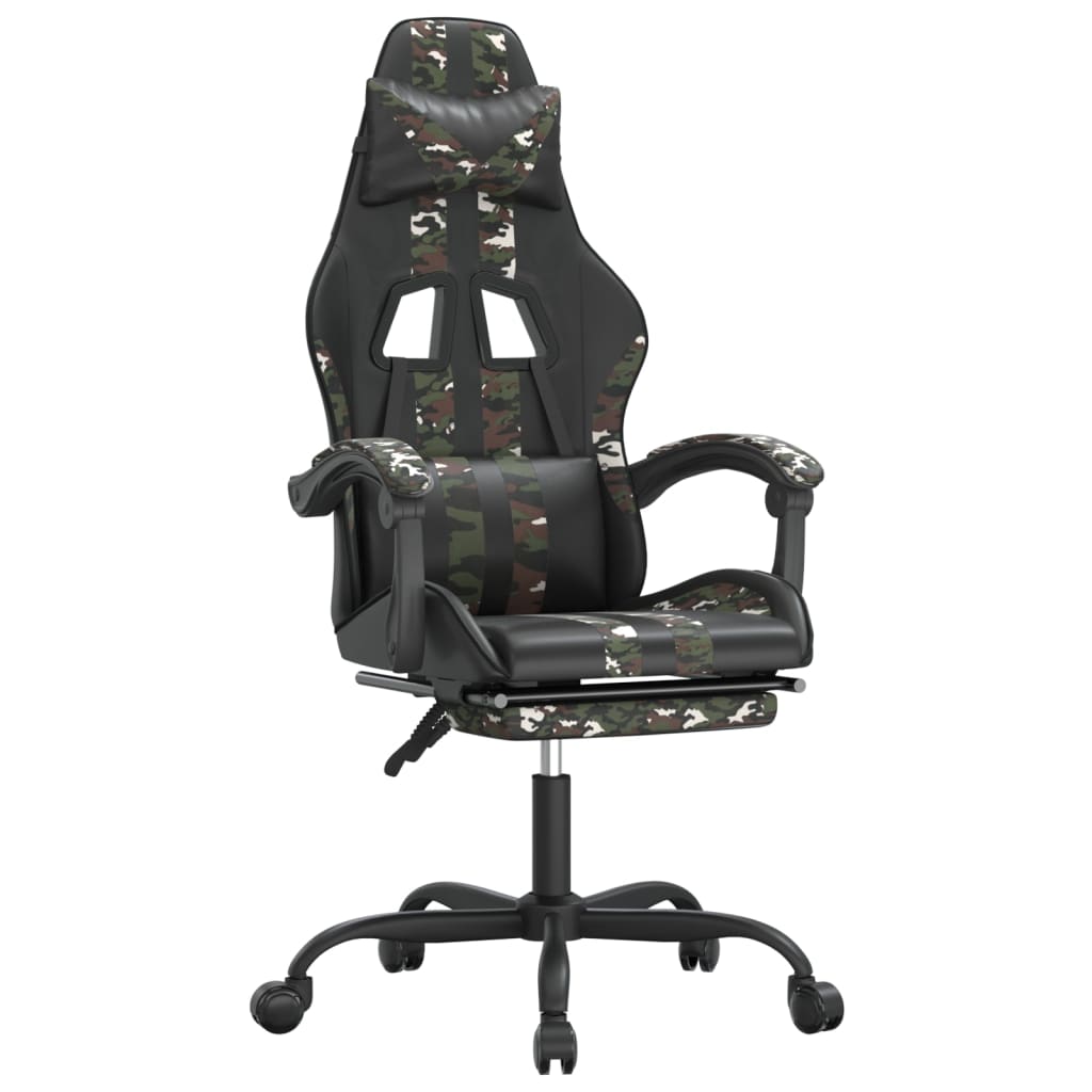 gamestoel draaibaar met voetensteun kunstleer zwart&camouflage is nu te koop bij PeponiXL, paradijselijk wonen!