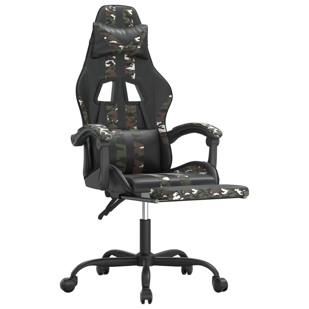 gamestoel draaibaar met voetensteun kunstleer zwart&camouflage is nu te koop bij PeponiXL, paradijselijk wonen!