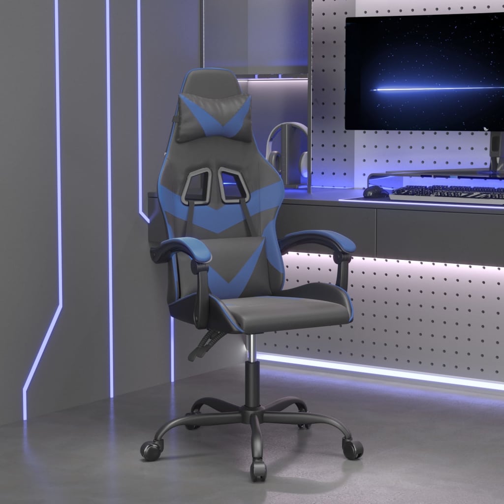 Gamestoel draaibaar kunstleer zwart en blauw is nu te koop bij PeponiXL, paradijselijk wonen!