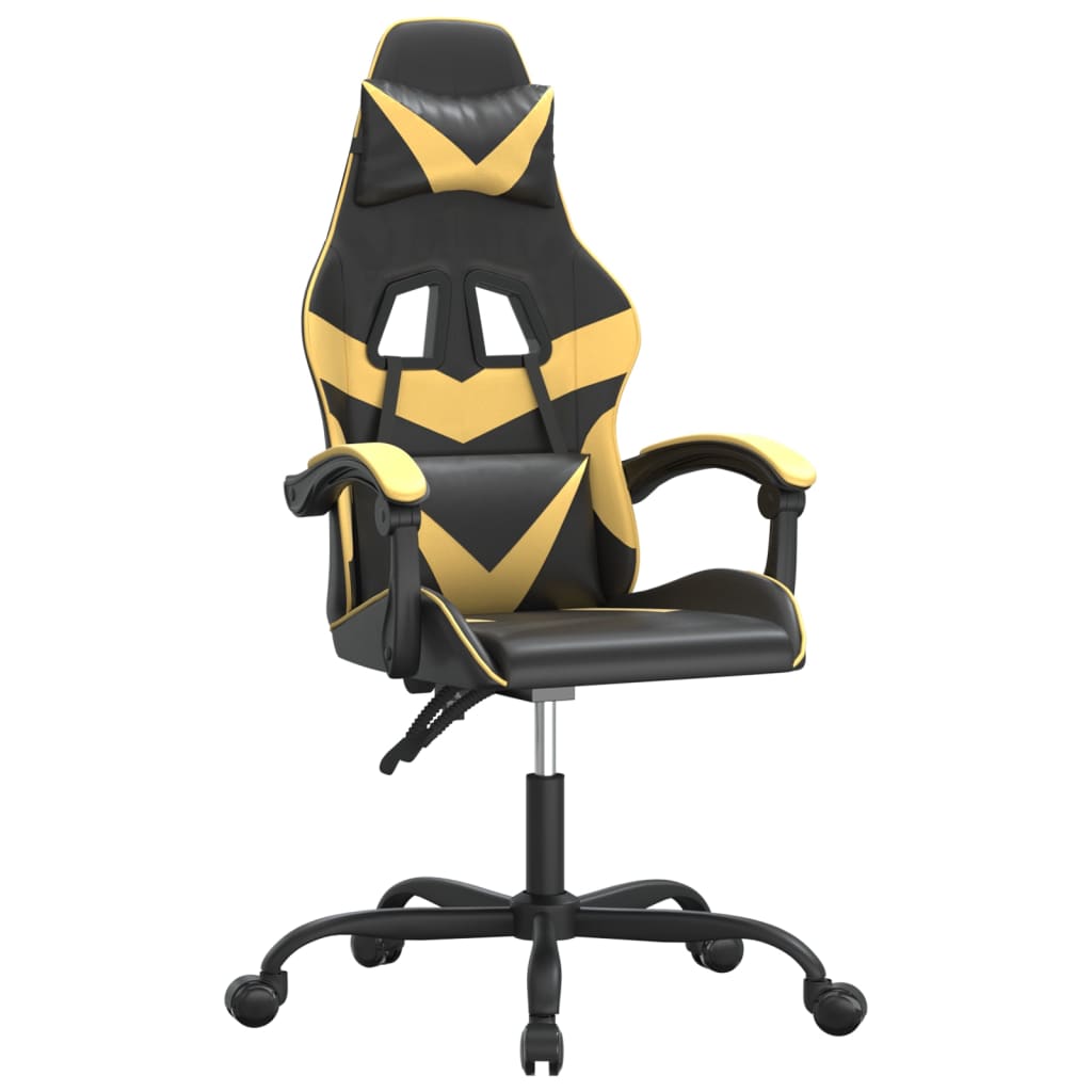 Gamestoel draaibaar kunstleer zwart en goudkleurig is nu te koop bij PeponiXL, paradijselijk wonen!