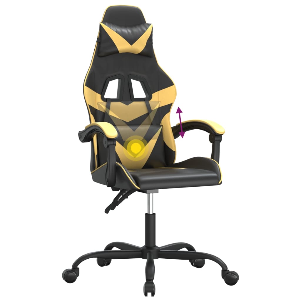 Gamestoel draaibaar kunstleer zwart en goudkleurig is nu te koop bij PeponiXL, paradijselijk wonen!