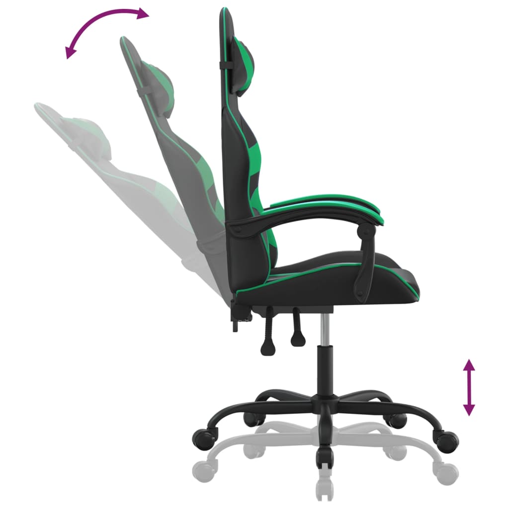 Gamestoel draaibaar kunstleer zwart en groen is nu te koop bij PeponiXL, paradijselijk wonen!