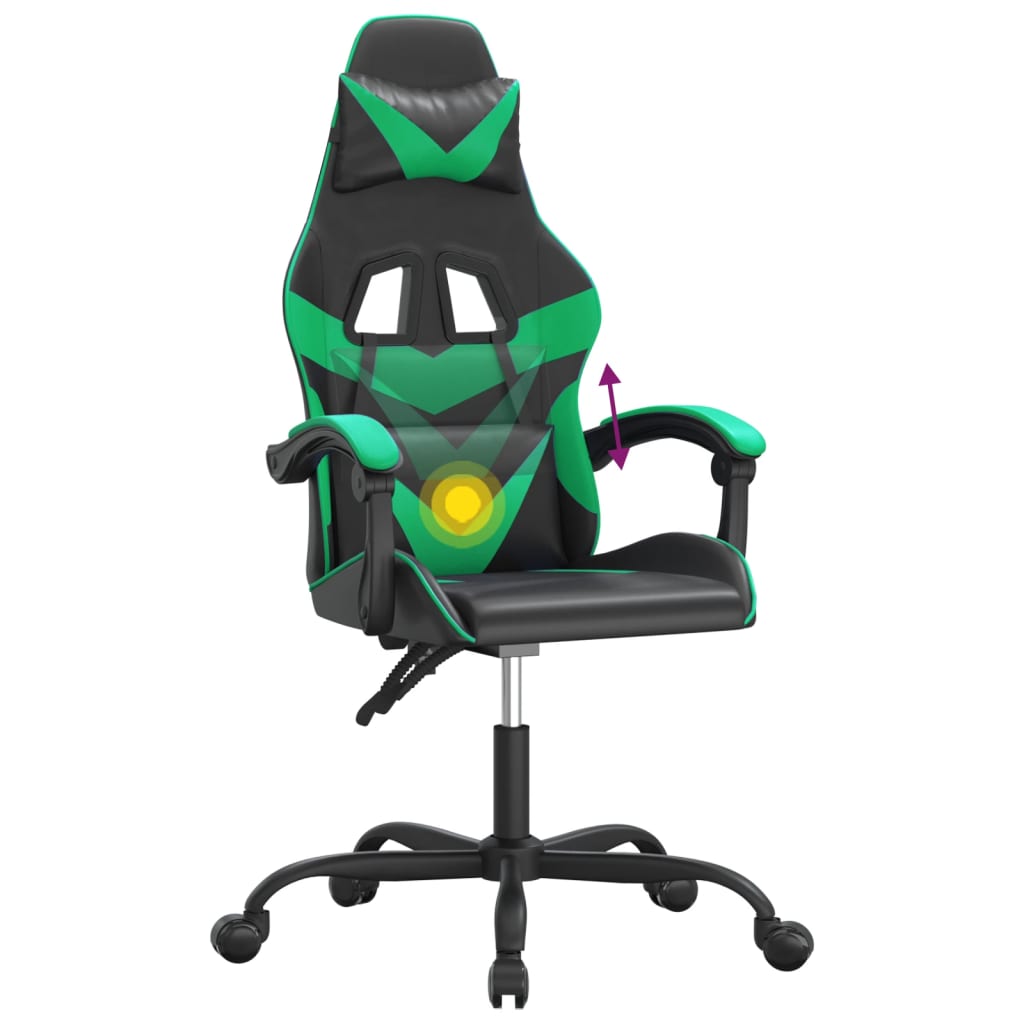 Gamestoel draaibaar kunstleer zwart en groen is nu te koop bij PeponiXL, paradijselijk wonen!