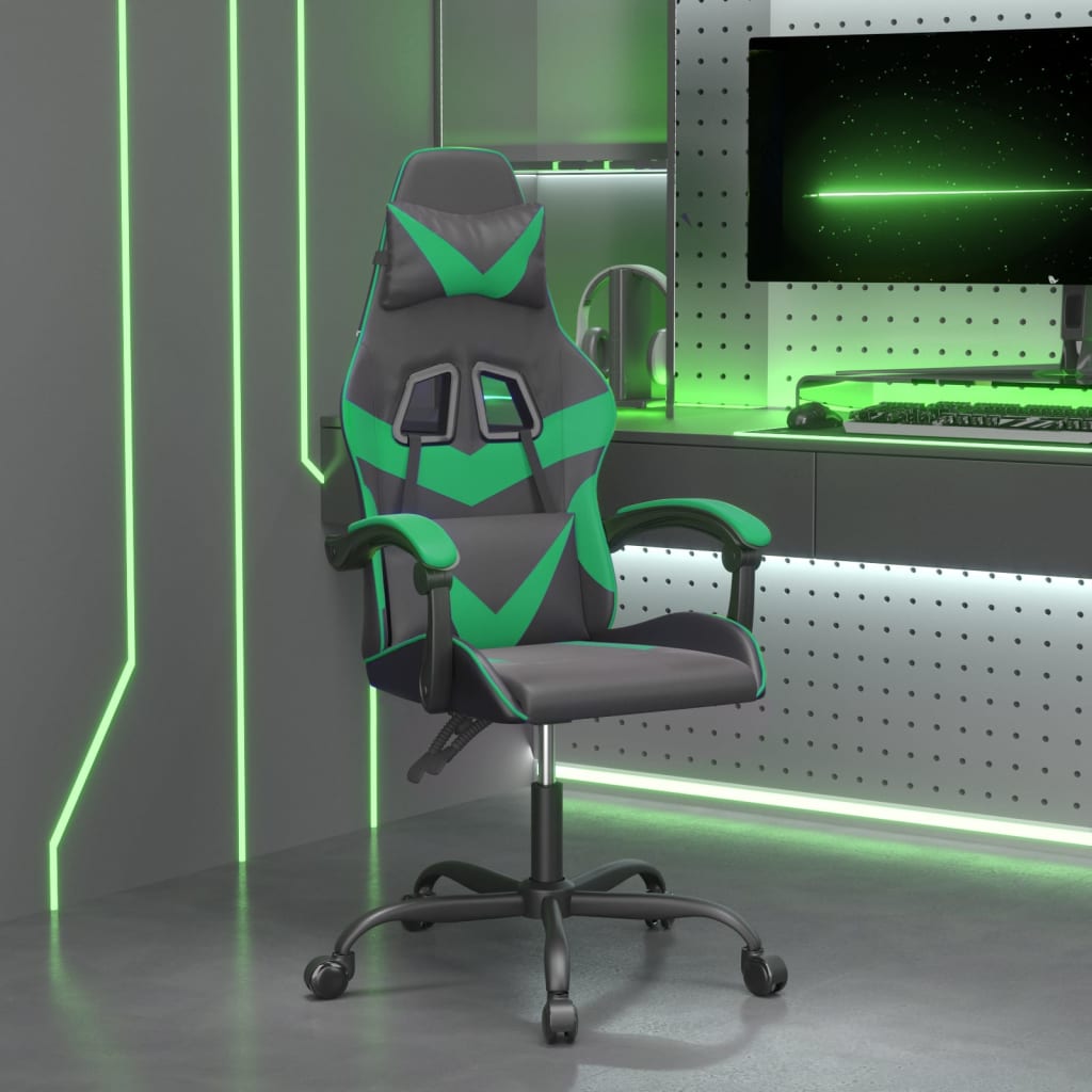 Gamestoel draaibaar kunstleer zwart en groen is nu te koop bij PeponiXL, paradijselijk wonen!