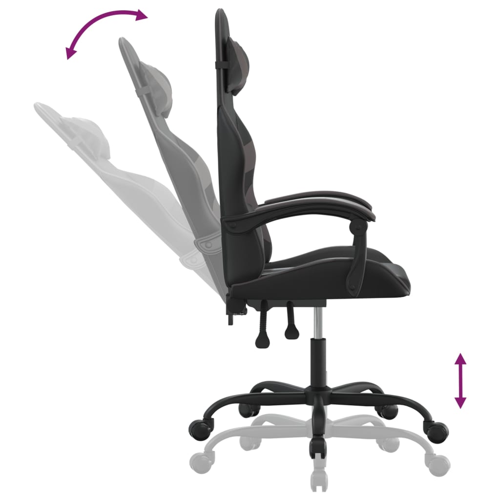 Gamestoel draaibaar kunstleer zwart en grijs is nu te koop bij PeponiXL, paradijselijk wonen!