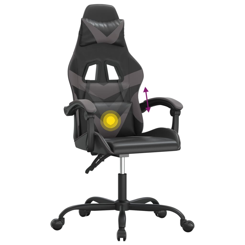 Gamestoel draaibaar kunstleer zwart en grijs is nu te koop bij PeponiXL, paradijselijk wonen!