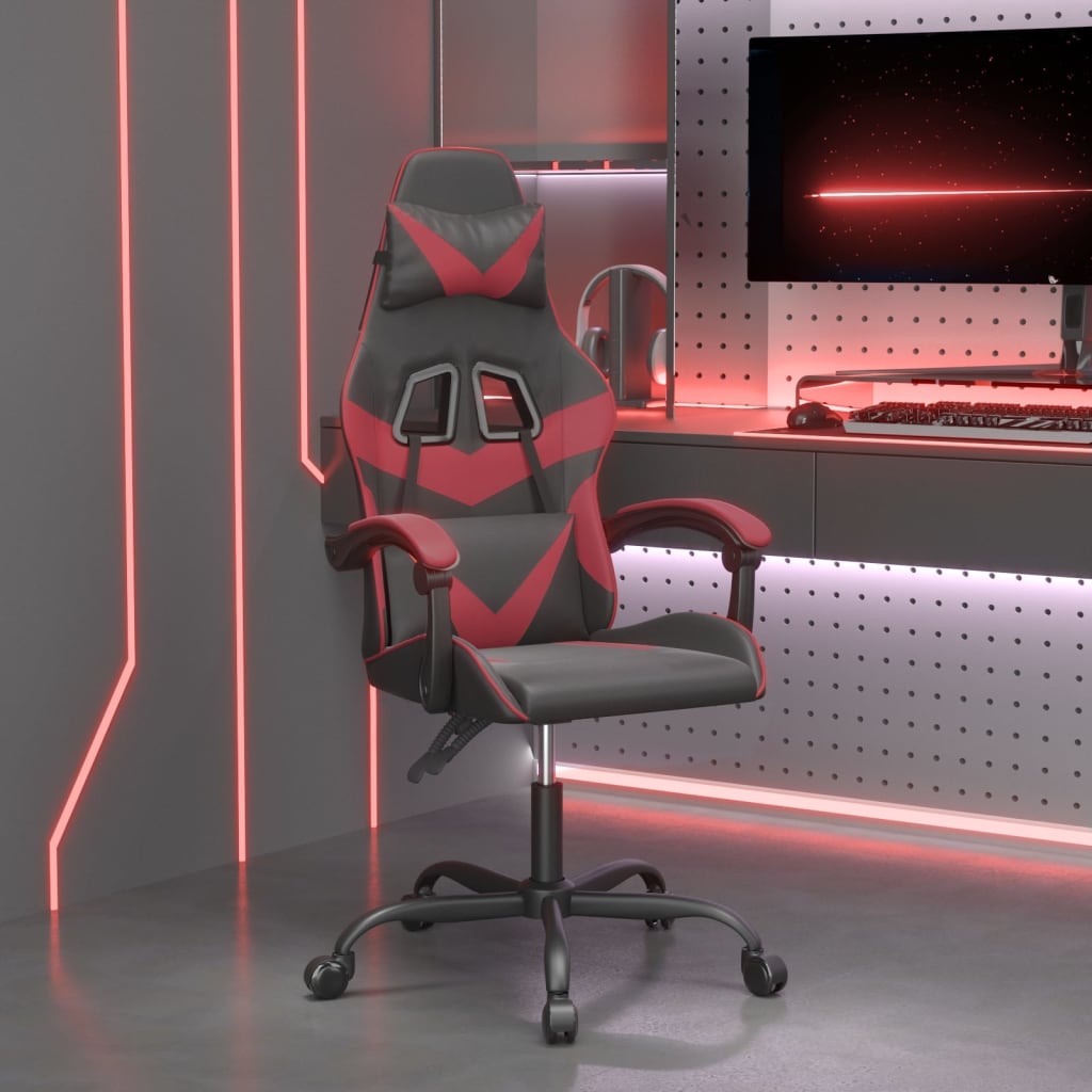 Gamestoel draaibaar kunstleer zwart en wijnrood is nu te koop bij PeponiXL, paradijselijk wonen!