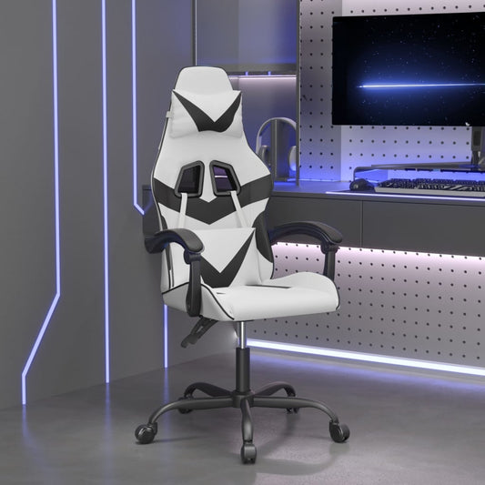 Gamestoel draaibaar kunstleer wit en zwart is nu te koop bij PeponiXL, paradijselijk wonen!