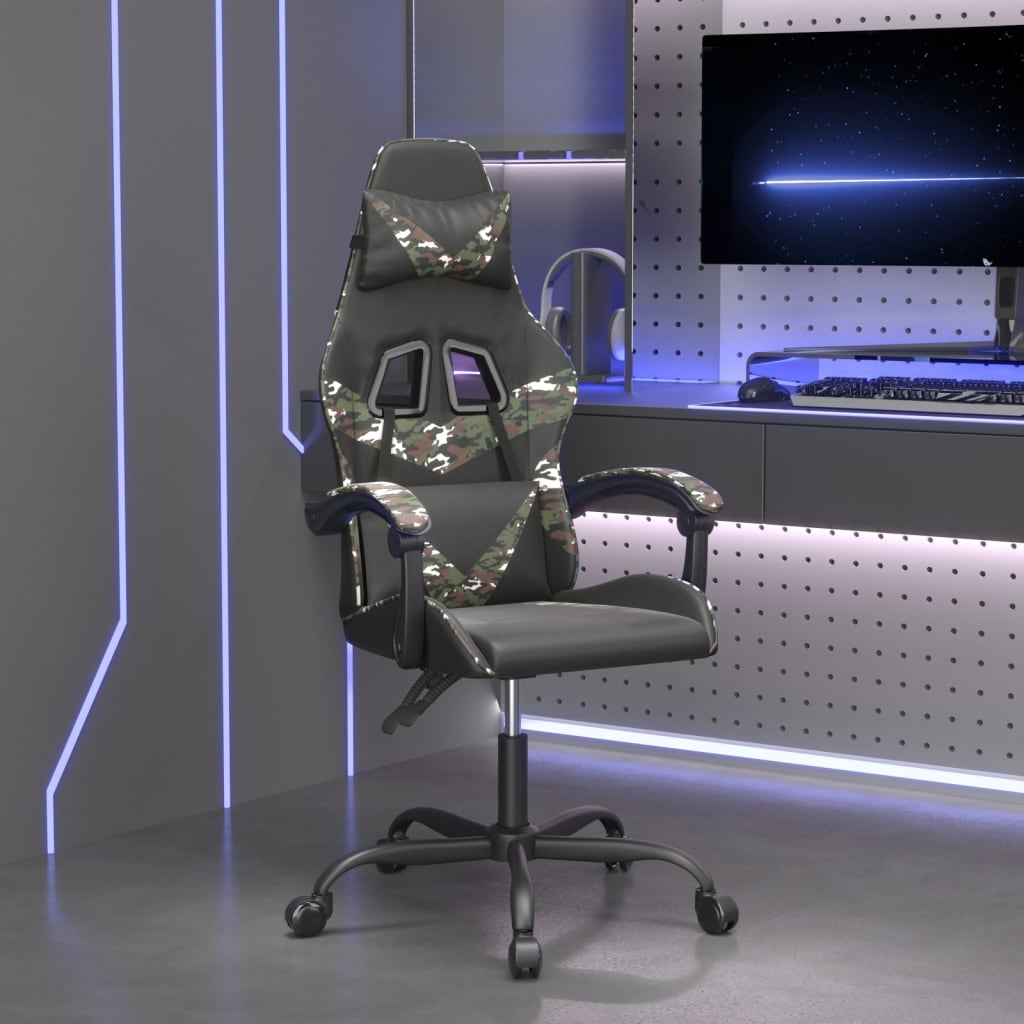 Gamestoel draaibaar kunstleer zwart en camouflage is nu te koop bij PeponiXL, paradijselijk wonen!