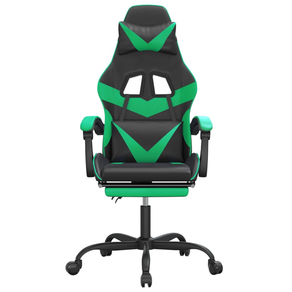 Gamestoel draaibaar met voetensteun kunstleer zwart en groen is nu te koop bij PeponiXL, paradijselijk wonen!
