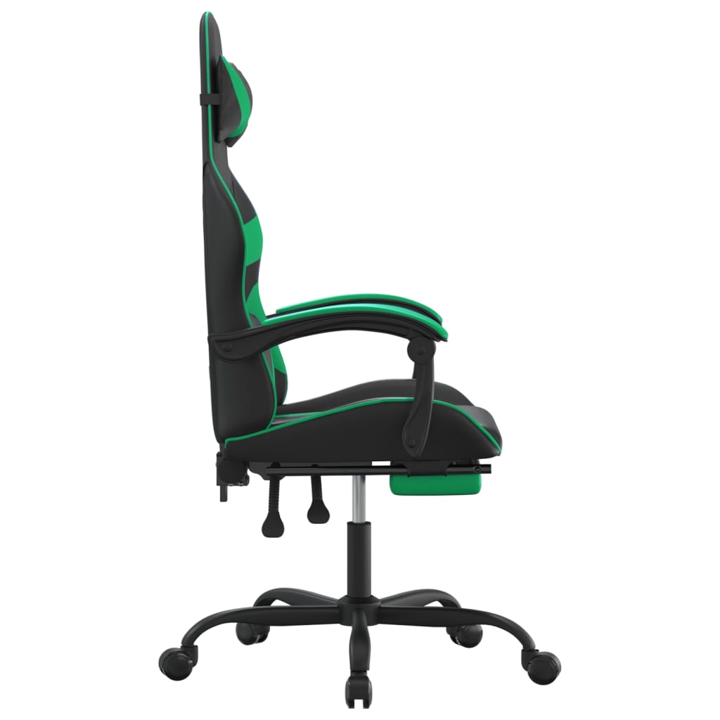 Gamestoel draaibaar met voetensteun kunstleer zwart en groen is nu te koop bij PeponiXL, paradijselijk wonen!