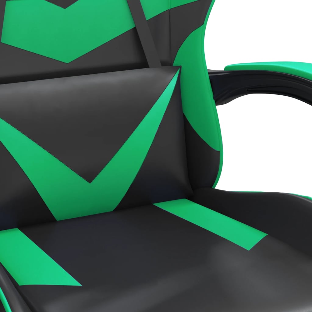 Gamestoel draaibaar met voetensteun kunstleer zwart en groen is nu te koop bij PeponiXL, paradijselijk wonen!