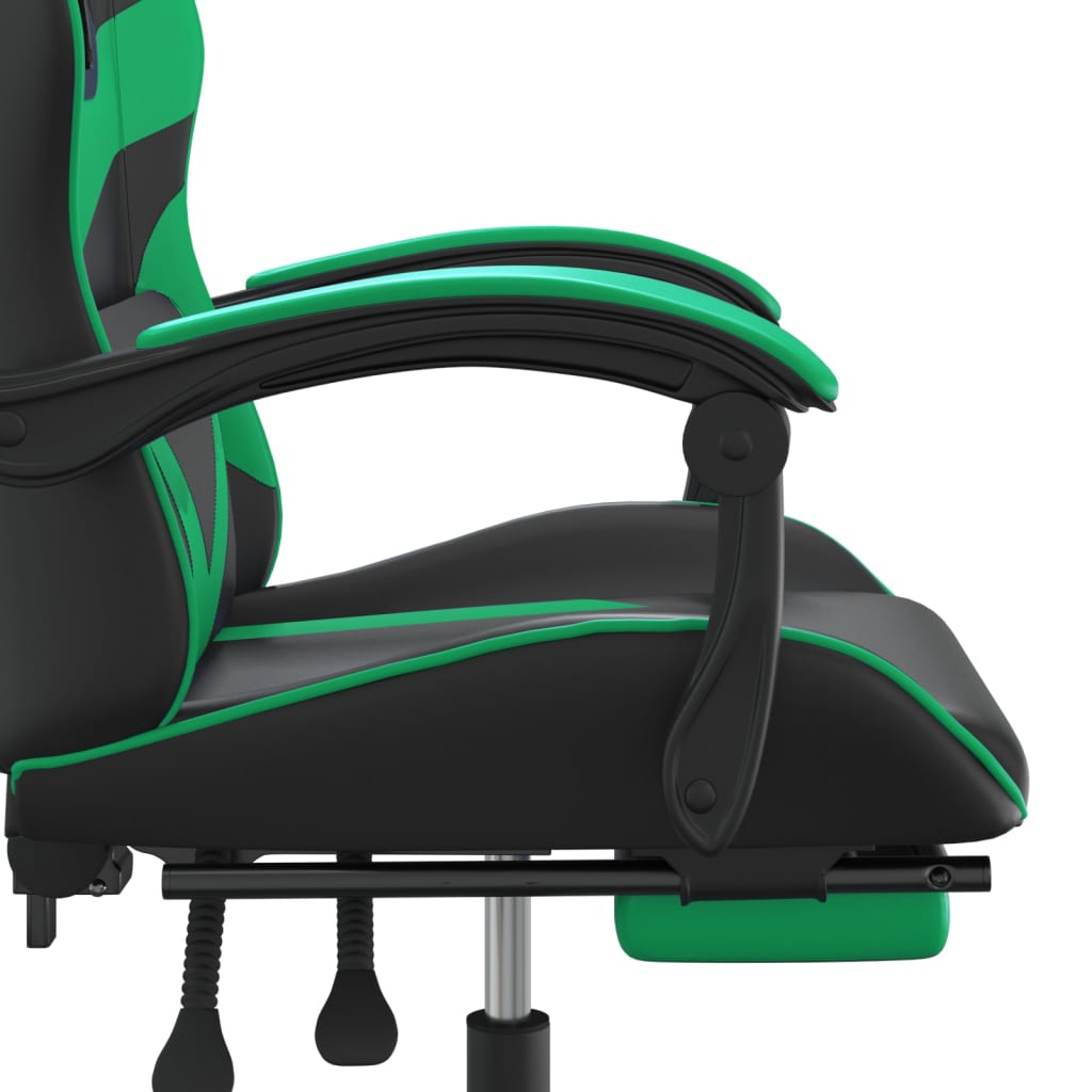 Gamestoel draaibaar met voetensteun kunstleer zwart en groen is nu te koop bij PeponiXL, paradijselijk wonen!