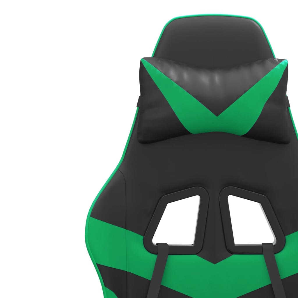 Gamestoel draaibaar met voetensteun kunstleer zwart en groen is nu te koop bij PeponiXL, paradijselijk wonen!