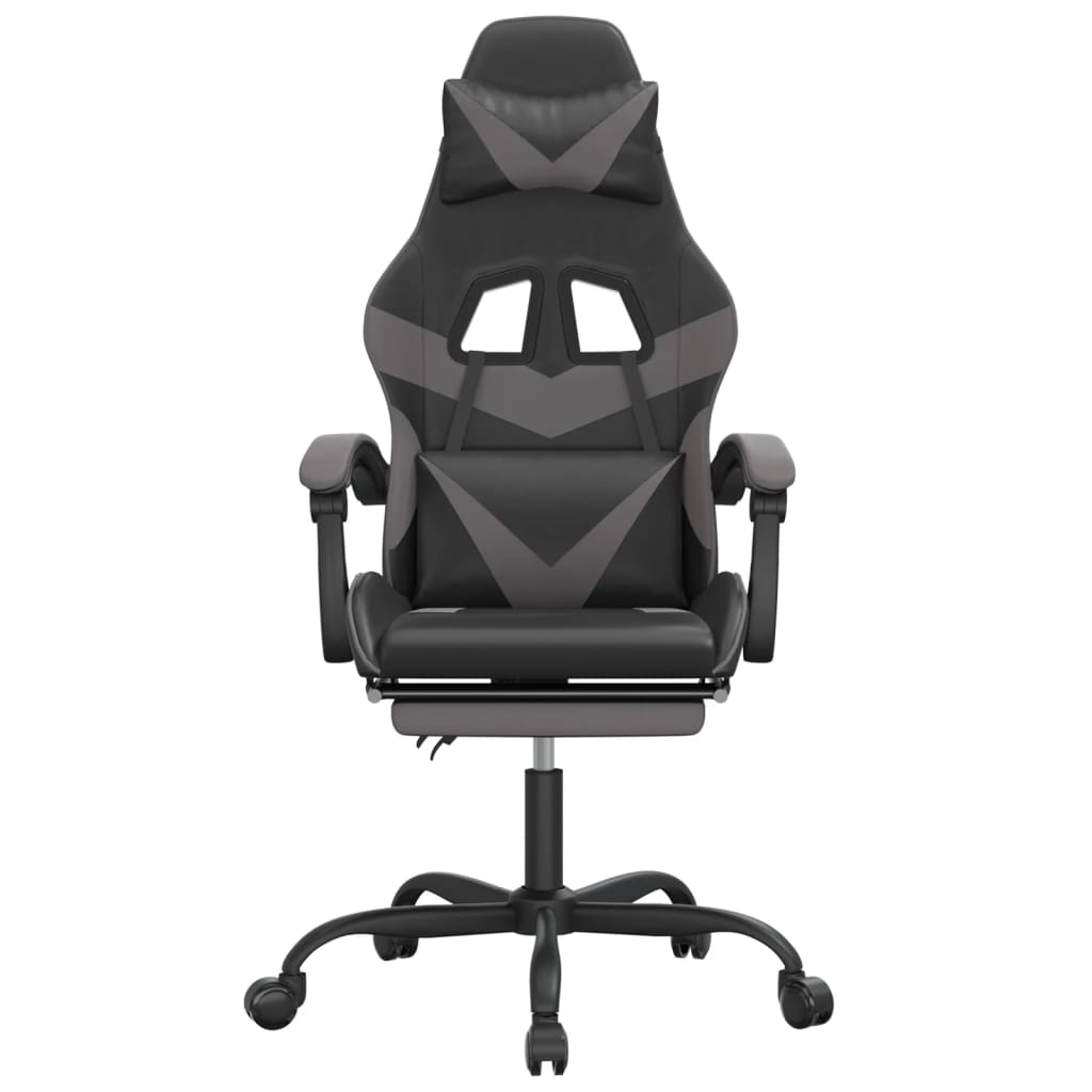 Gamestoel draaibaar met voetensteun kunstleer zwart en grijs is nu te koop bij PeponiXL, paradijselijk wonen!