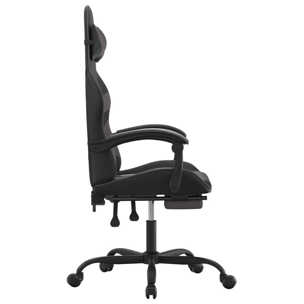 Gamestoel draaibaar met voetensteun kunstleer zwart en grijs is nu te koop bij PeponiXL, paradijselijk wonen!