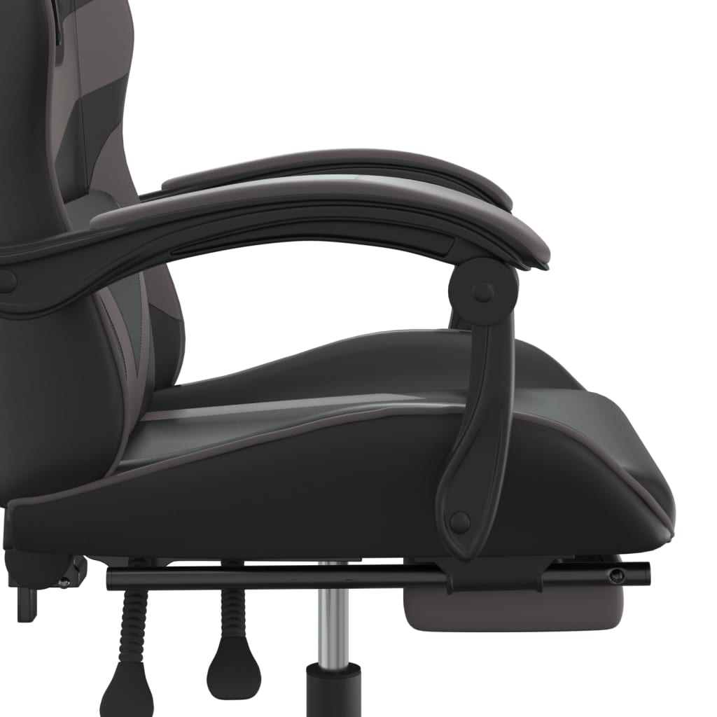 Gamestoel draaibaar met voetensteun kunstleer zwart en grijs is nu te koop bij PeponiXL, paradijselijk wonen!
