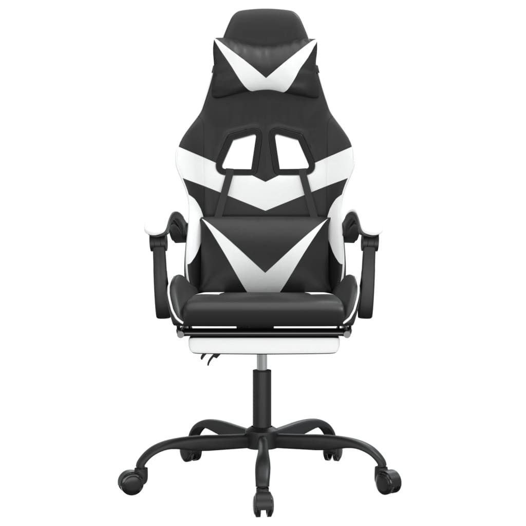 Gamestoel draaibaar met voetensteun kunstleer zwart en wit is nu te koop bij PeponiXL, paradijselijk wonen!