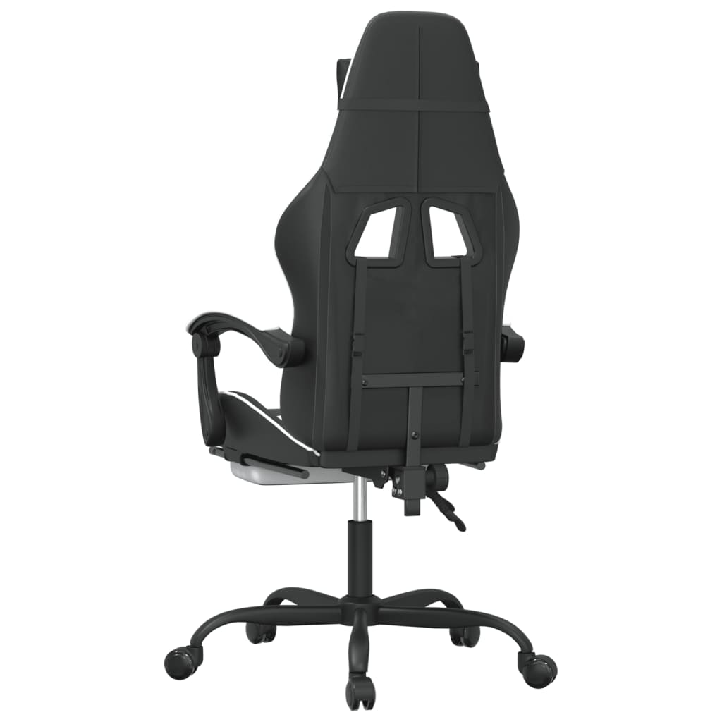 Gamestoel draaibaar met voetensteun kunstleer zwart en wit is nu te koop bij PeponiXL, paradijselijk wonen!