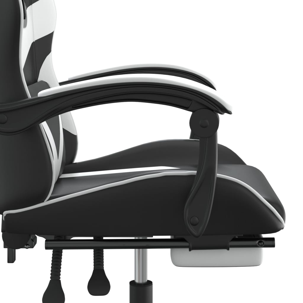 Gamestoel draaibaar met voetensteun kunstleer zwart en wit is nu te koop bij PeponiXL, paradijselijk wonen!