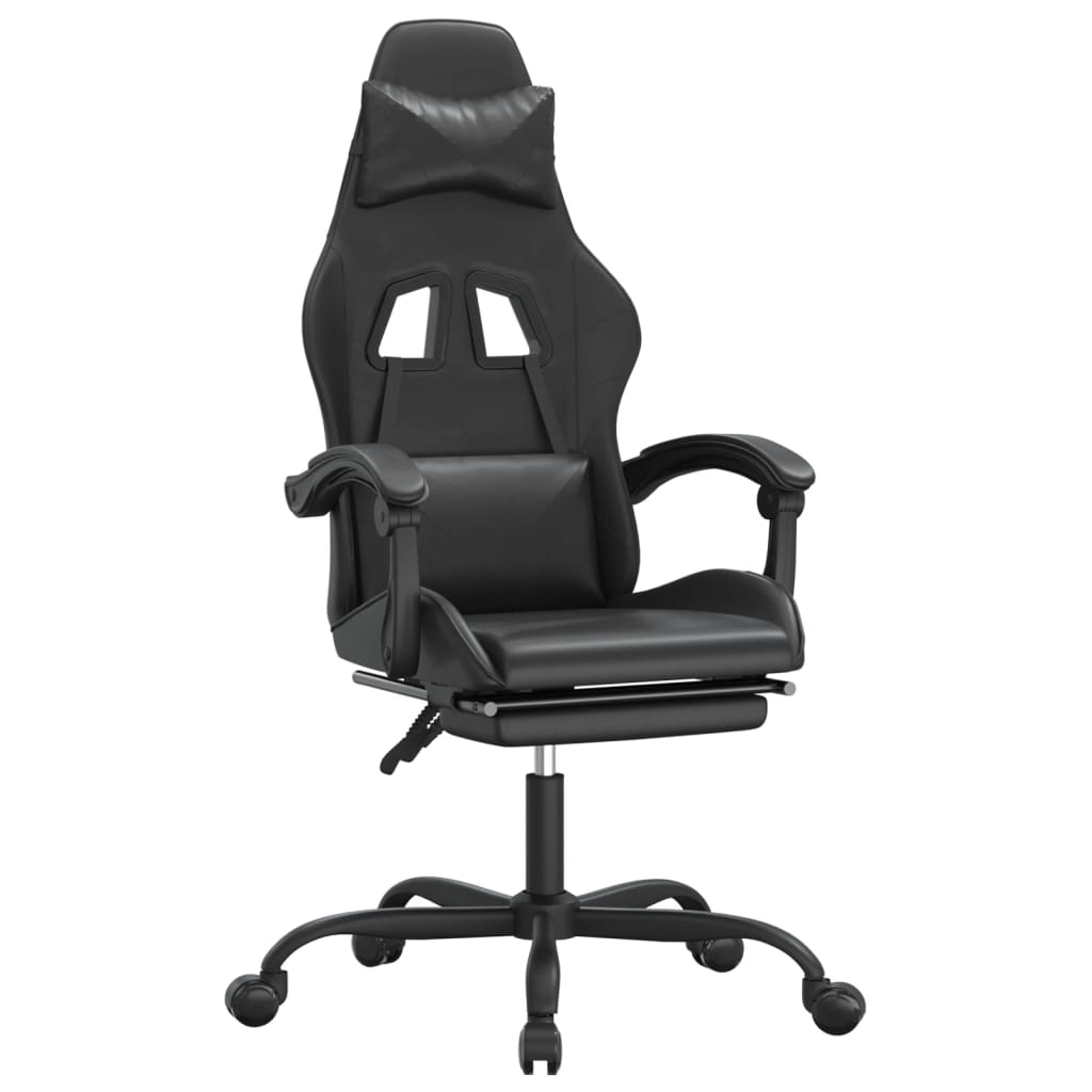 gamestoel draaibaar met voetensteun kunstleer zwart is nu te koop bij PeponiXL, paradijselijk wonen!