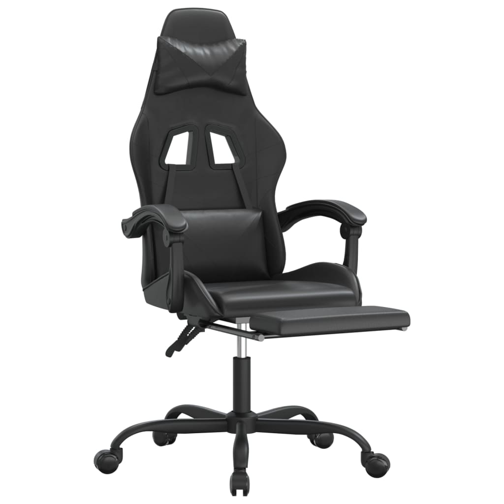 gamestoel draaibaar met voetensteun kunstleer zwart is nu te koop bij PeponiXL, paradijselijk wonen!