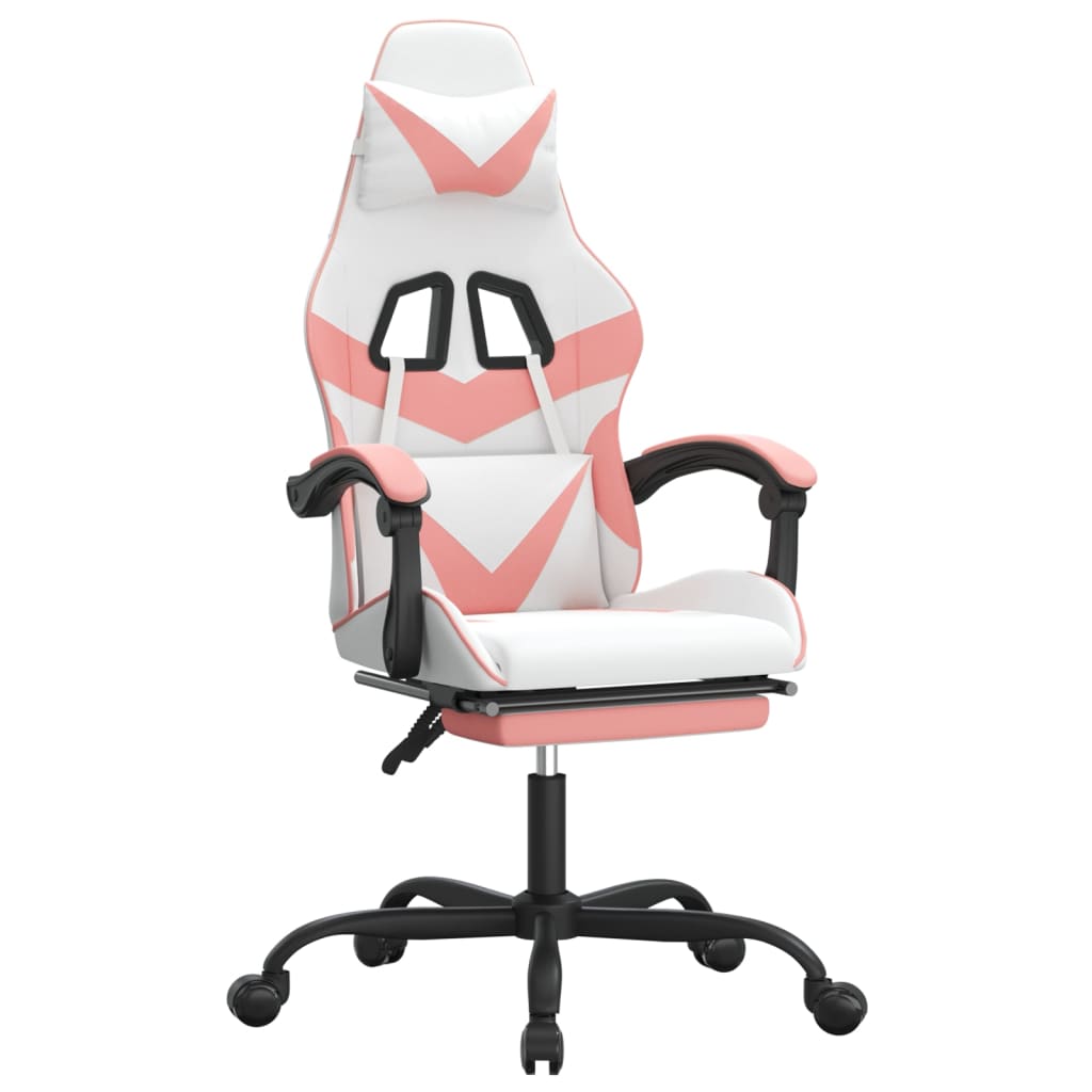 Gamestoel draaibaar met voetensteun kunstleer wit en roze is nu te koop bij PeponiXL, paradijselijk wonen!