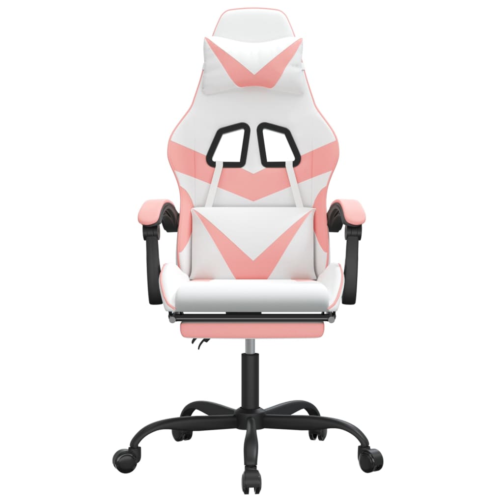 Gamestoel draaibaar met voetensteun kunstleer wit en roze is nu te koop bij PeponiXL, paradijselijk wonen!
