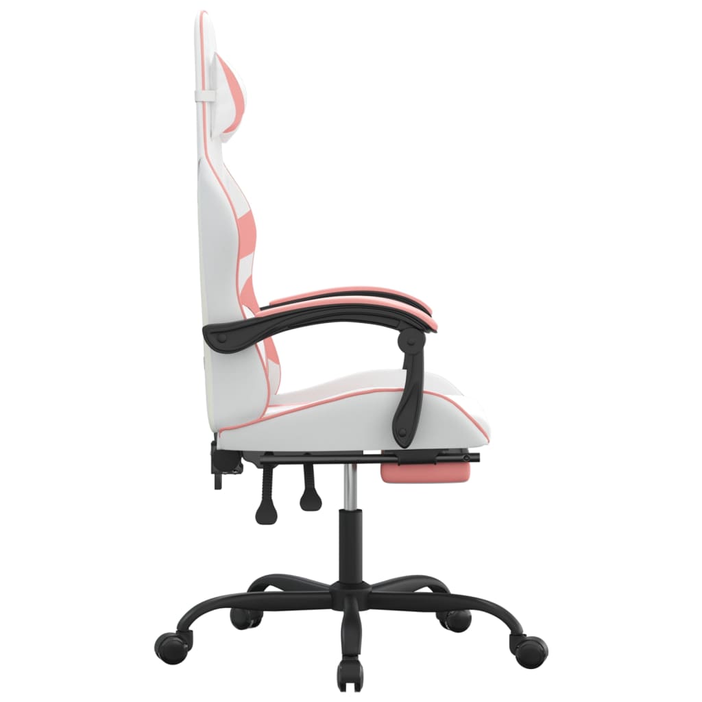 Gamestoel draaibaar met voetensteun kunstleer wit en roze is nu te koop bij PeponiXL, paradijselijk wonen!